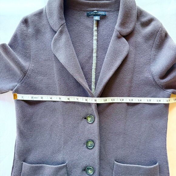 Banana Republic Wool Blend Knit Three Button Sweater Blazer in Dark Periwinkle S - Picture 9 of 10